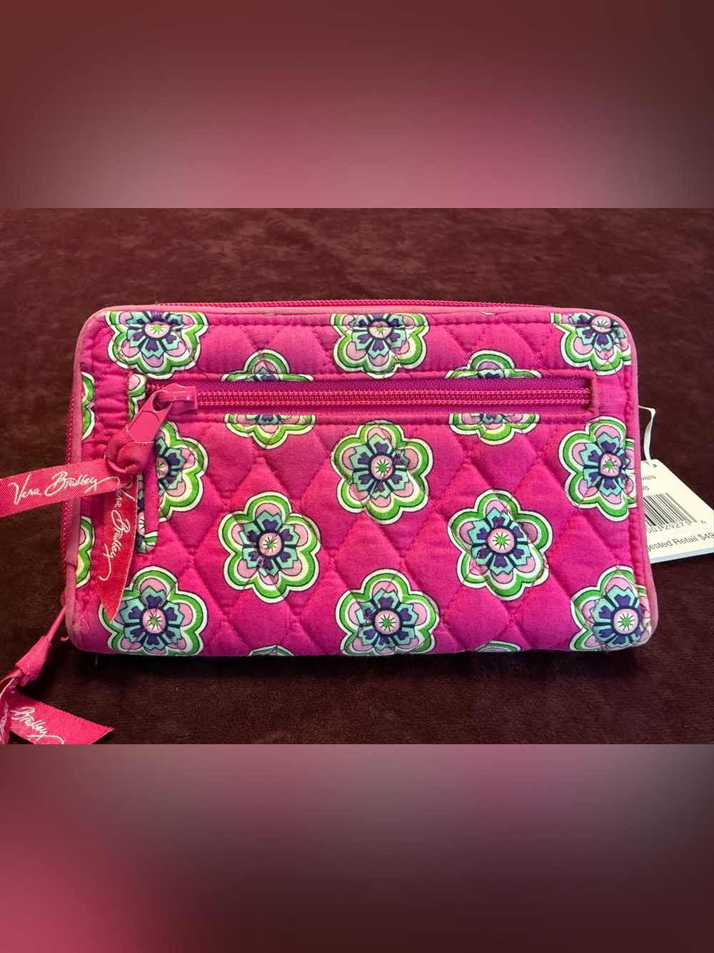 Vera Bradley Quilted Turn-Lock Wallet in Pink Swirl Flowers - Picture 2 of 10